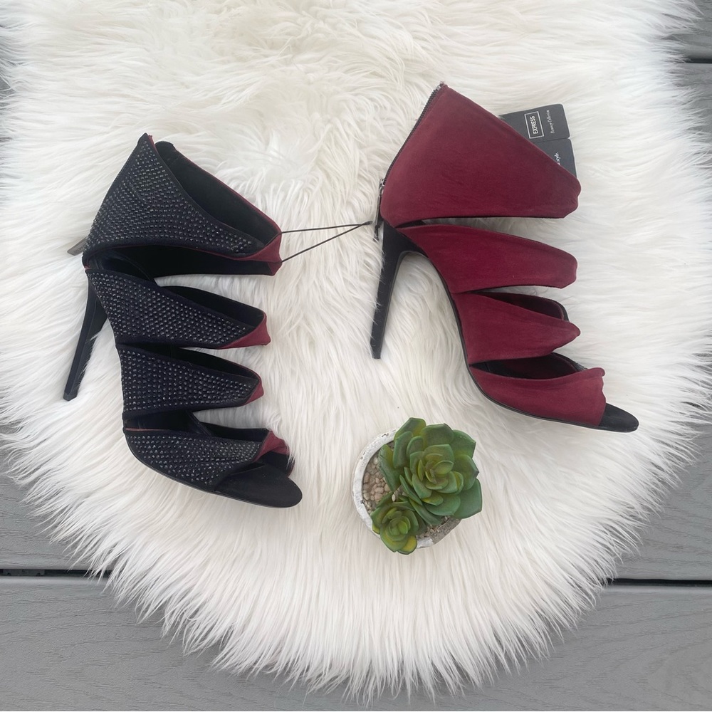 Express Two Tone Open Toe Heels